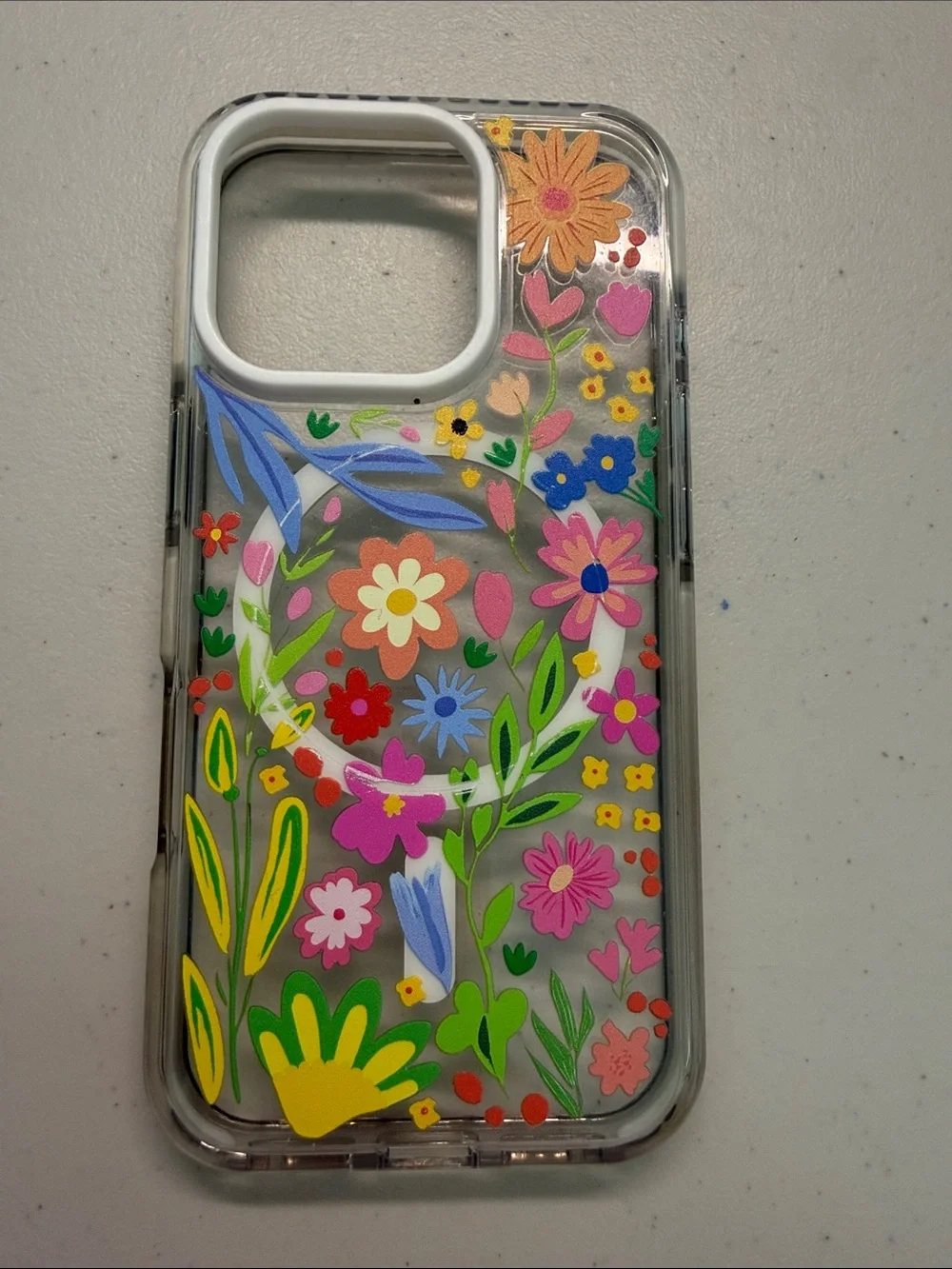 Floral Clear Phone 16 Pro Case with Multicolor Flower Print - Clear
